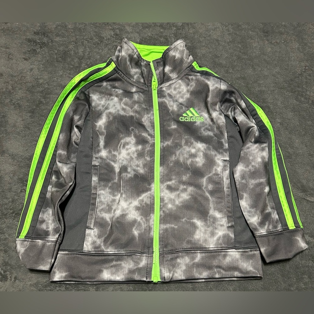 Adidas Bright Green and Gray Sweater